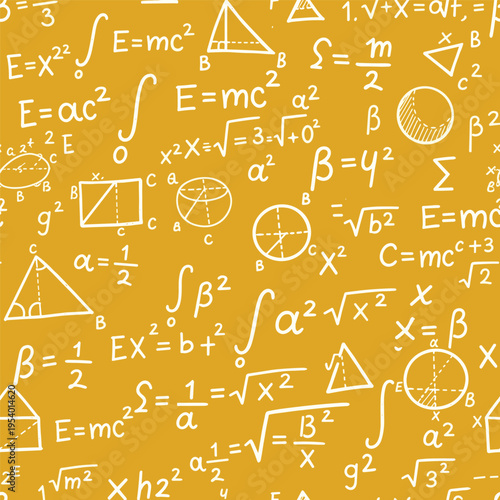 Mathematical symbols and equations written.