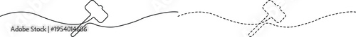 Illustration of a hammer connected by wavy lines to its dashed outline version Vector
