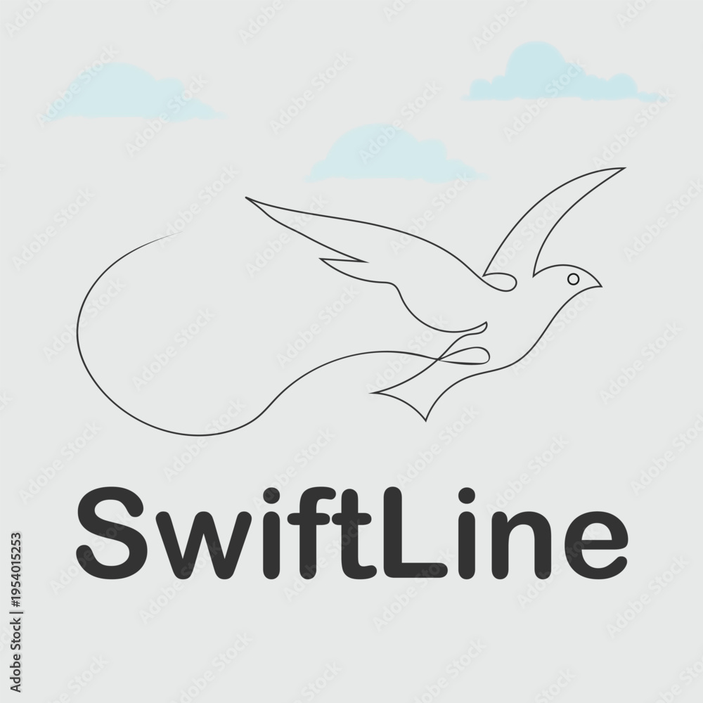 Obraz premium Swiftline logo featuring a stylized bird in flight above a wavy line