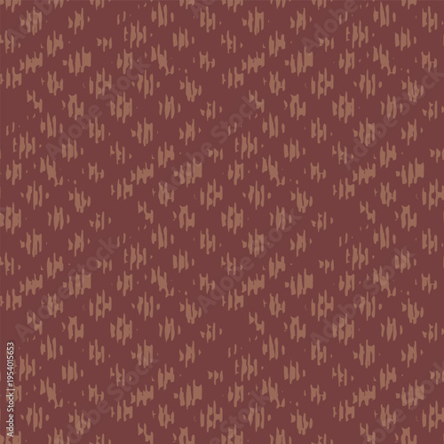 Terracotta red vector woven look texture. Seamless pattern background. Organic diamond grid backdrop in grunge look block print style. Distressed effect. Artisanal boho look