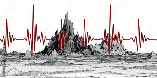 Abstract Sound Wave Landscape Vector Illustration with Audio Frequency Lines