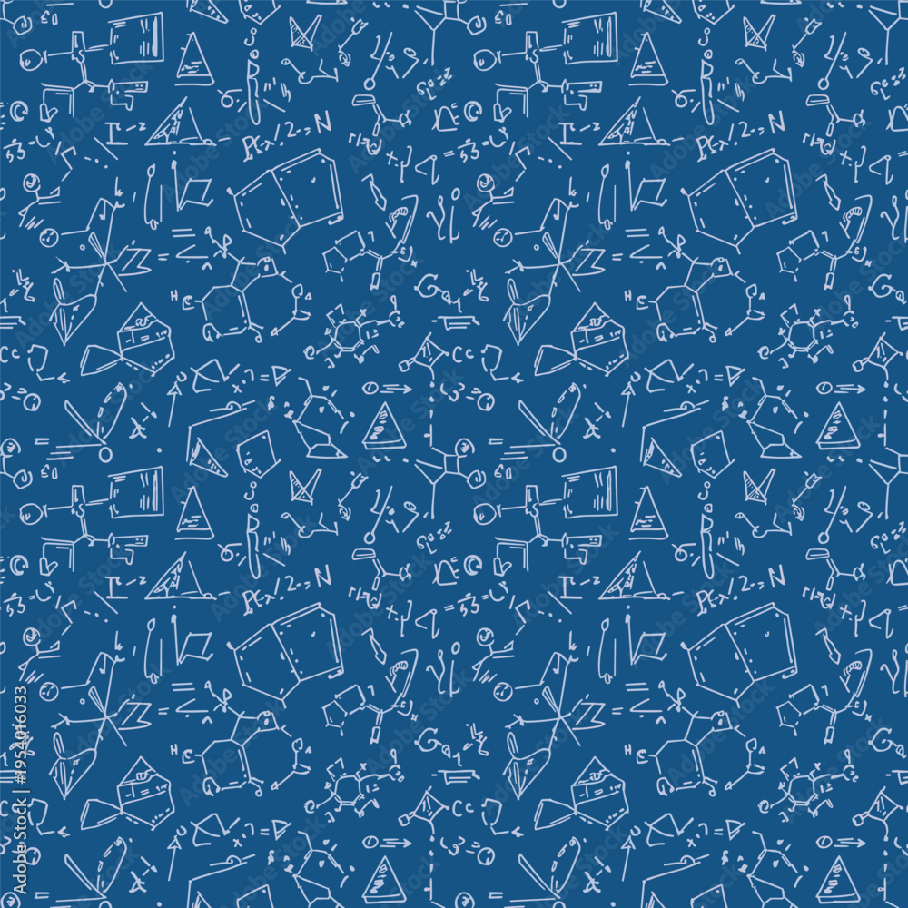 Fototapeta premium Mathematics symbols and shapes pattern.