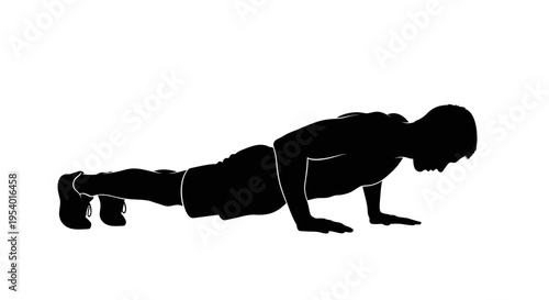 Silhouette of a Man Performing Pushups for Fitness Training