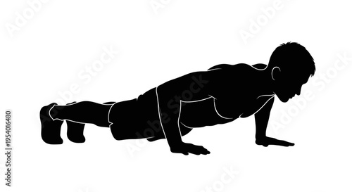 Silhouette of a Man Performing Pushups Exercise