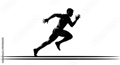 Silhouette of a Running Athlete Sprinting