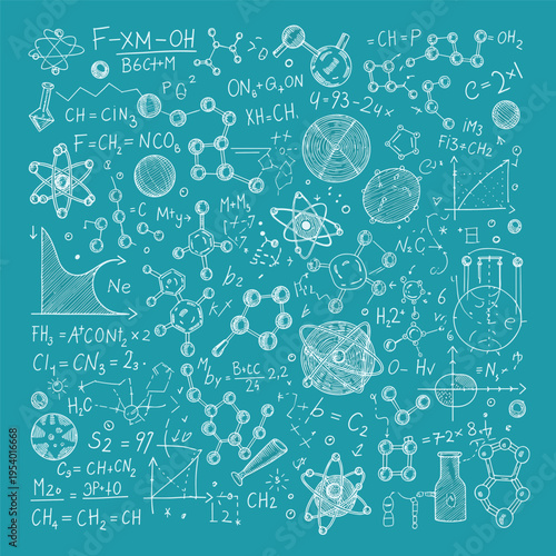 Science and chemistry equation symbols.