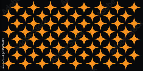 Retro Geometric Star Pattern in Black and Orange