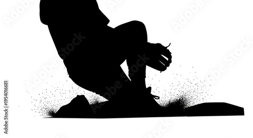 Baseball Player Sliding into Base Silhouette