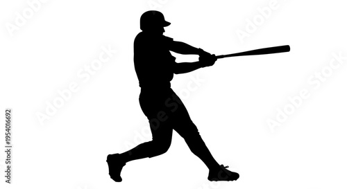 Silhouette of a Baseball Player Hitting a Ball