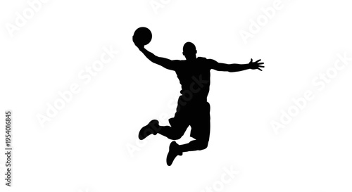 Black Silhouette of a Basketball Player Dunking