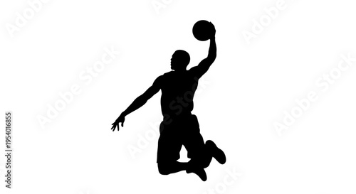 Silhouette of a Basketball Player Dunking
