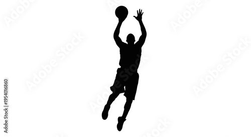 Silhouette of a Basketball Player Jumping for a Shot