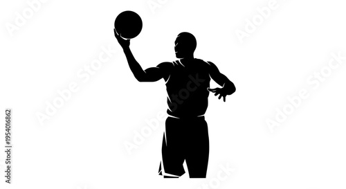 Basketball Player Silhouette Holding Ball