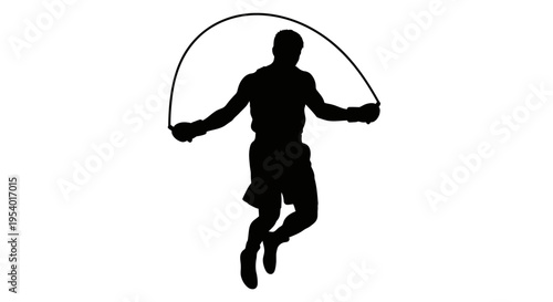 Silhouette of an Athlete Jumping Rope