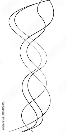 Abstract Black and White Flowing Curved Lines Vector Set, Minimal Wavy Line Art, Modern Dynamic Swirl Shapes, Elegant Motion Design Elements, Monochrome Fluid Line Background.