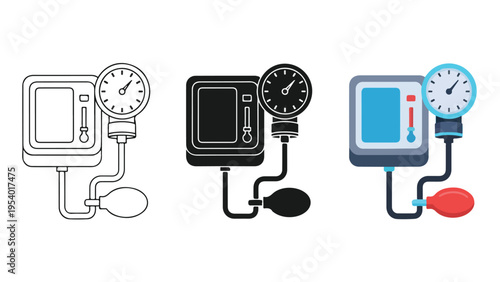 Blood Pressure Monitor Icons - Blue icon set - Modern style icon  - Glyph and solid icon set - Icon vector
