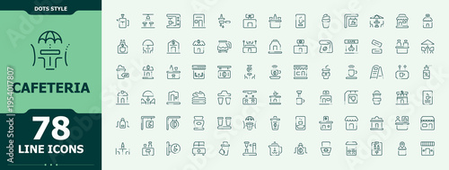 Cafeteria icon set. Food linear icon collection. Thin outline icons pack. Featuring drink, kitchen, cafe, food, cafes and more. Pixel perfect. Vector illustration.