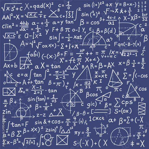 Mathematical equations and symbols chart.