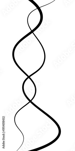 Abstract Black and White Flowing Curved Lines Vector Set, Minimal Wavy Line Art, Modern Dynamic Swirl Shapes, Elegant Motion Design Elements, Monochrome Fluid Line Background.