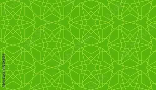 Green islamic geometric seamless pattern, background in duotone pistachio color