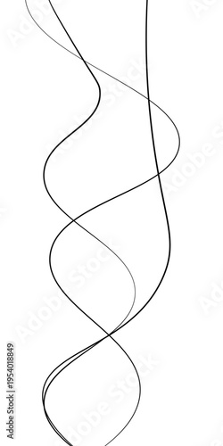 Abstract Black and White Flowing Curved Lines Vector Set, Minimal Wavy Line Art, Modern Dynamic Swirl Shapes, Elegant Motion Design Elements, Monochrome Fluid Line Background.