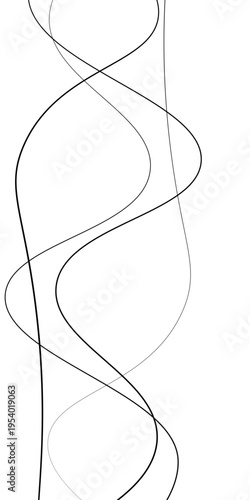 Abstract Black and White Flowing Curved Lines Vector Set, Minimal Wavy Line Art, Modern Dynamic Swirl Shapes, Elegant Motion Design Elements, Monochrome Fluid Line Background.