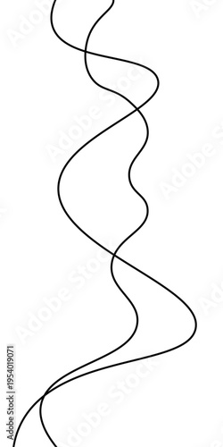 Abstract Black and White Flowing Curved Lines Vector Set, Minimal Wavy Line Art, Modern Dynamic Swirl Shapes, Elegant Motion Design Elements, Monochrome Fluid Line Background.