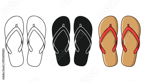 set of flip flop sandals icons - Glyph solid icon - Editable modern style icon - Clipart, sticker - icon set - Clipart