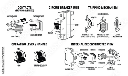 Circuit Breaker Detailed Diagram Unit with Tripping Mechanism