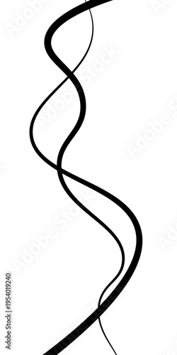 Abstract Black and White Flowing Curved Lines Vector Set, Minimal Wavy Line Art, Modern Dynamic Swirl Shapes, Elegant Motion Design Elements, Monochrome Fluid Line Background.