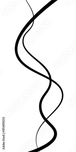 Abstract Black and White Flowing Curved Lines Vector Set, Minimal Wavy Line Art, Modern Dynamic Swirl Shapes, Elegant Motion Design Elements, Monochrome Fluid Line Background.