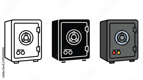 3d safe box icons set vector illustration - SVG and PNG icons - Vector Icons and Stickers - PNG, SVG, EPS - Glyph and solid icon set
