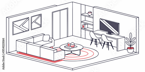 Modern living room with a cozy sofa, a coffee table, and a television.