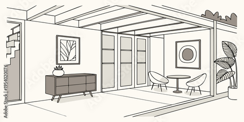 A beautifully furnished living room with a large window and a view of the garden.