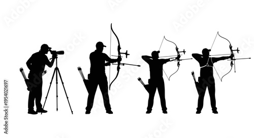 Archers and photographer in action at an outdoor range with targets