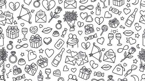 Valentine inspired romantic symbols collage concept highlighting gifts, gestures, and classic love icons used in celebrations of relationships and special occasions. Objects of