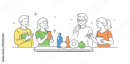 Minimalist product design and decorative object collection concept where designers curate a cohesive set of vases for contemporary interiors, featuring varied vase shapes and a