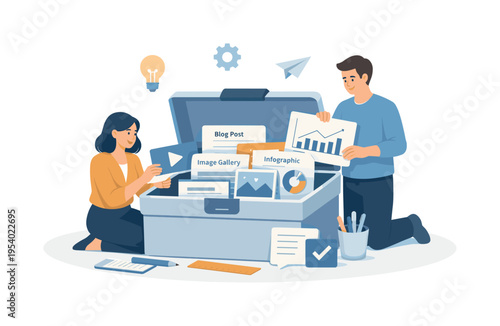 A production ready design toolkit scene where a business organizes a full collection of templates to streamline content creation and improve workflow efficiency, highlighting