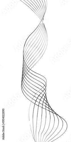Abstract Black and White Flowing Curved Lines Vector Monochrome Fluid Line Background, Creative Abstract Linear Forms for Technology and Branding Design.