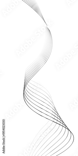 Abstract Black and White Flowing Curved Lines Vector Monochrome Fluid Line Background, Creative Abstract Linear Forms for Technology and Branding Design.