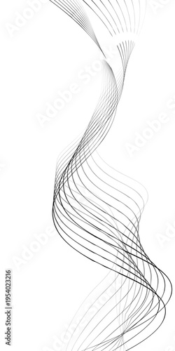 Abstract Black and White Flowing Curved Lines Vector Monochrome Fluid Line Background, Creative Abstract Linear Forms for Technology and Branding Design.