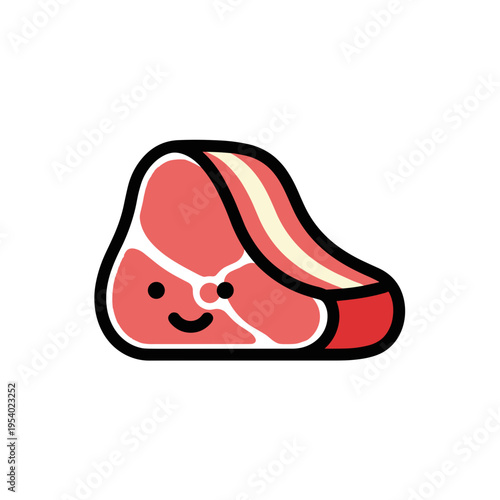 Cute cartoon beef steak with smiley face and colorful details  