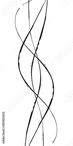 Abstract Black and White Flowing Curved Lines Vector Monochrome Fluid Line Background, Creative Abstract Linear Forms for Technology and Branding Design.