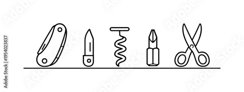 Outdoor adventure and camping readiness supported by compact multifunction equipment designed to solve small challenges during travel, hiking, or exploration activities, a folded