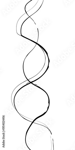 Abstract Black and White Flowing Curved Lines Vector Monochrome Fluid Line Background, Creative Abstract Linear Forms for Technology and Branding Design.
