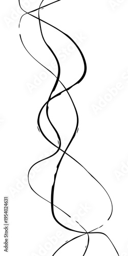 Abstract Black and White Flowing Curved Lines Vector Monochrome Fluid Line Background, Creative Abstract Linear Forms for Technology and Branding Design.