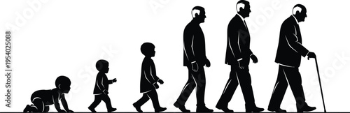 Silhouette of a family walking together in a line