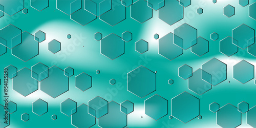 Background features a geometric style with blue hexagons. The blue background has a gradient texture, creating a modern and clean look. Business style background, professional geometric background.