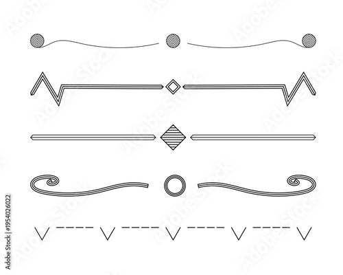 Collection vintage dividing lines for text, website, black on white, vector, design elements set