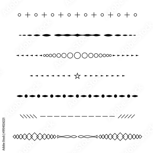 Collection vintage dividing lines for text, website, black on white, vector, design elements set
